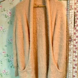 Anthropologie pink cardigan sweater pockets small